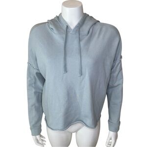 Eileen Fisher Pullover Hoodie XXS Cropped Relaxed Fit Organic Cotton Blue